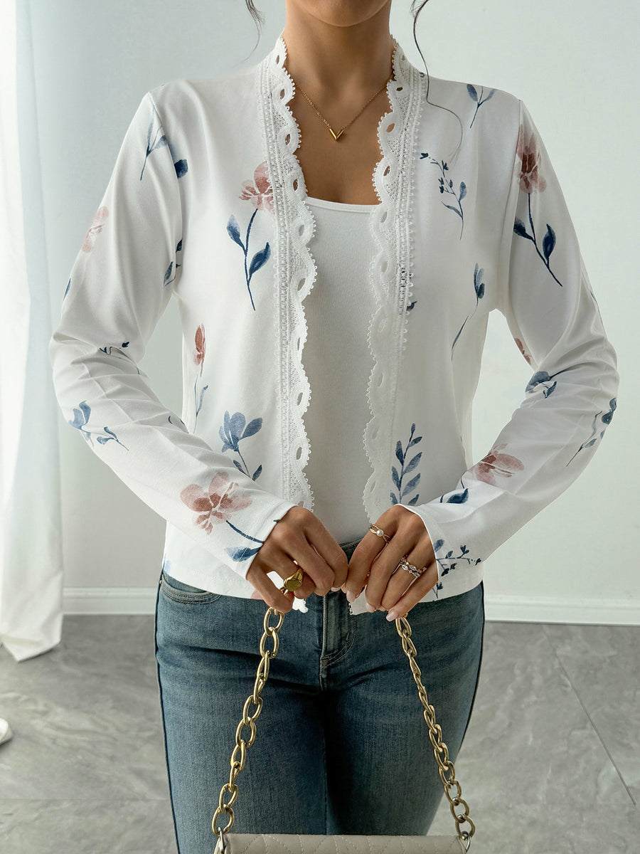 Elegant New Long-sleeved Printed Knit Cardigan for Women