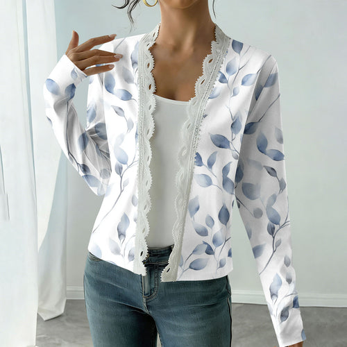 Elegant New Long-sleeved Printed Knit Cardigan for Women