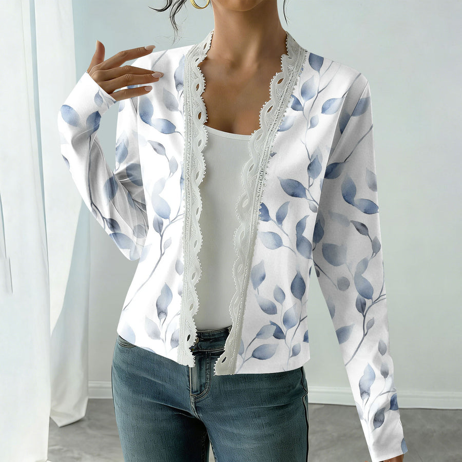 Elegant New Long-sleeved Printed Knit Cardigan for Women