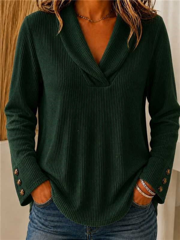 Fashionable Women's Solid-color Crew-neck Casual Sweater
