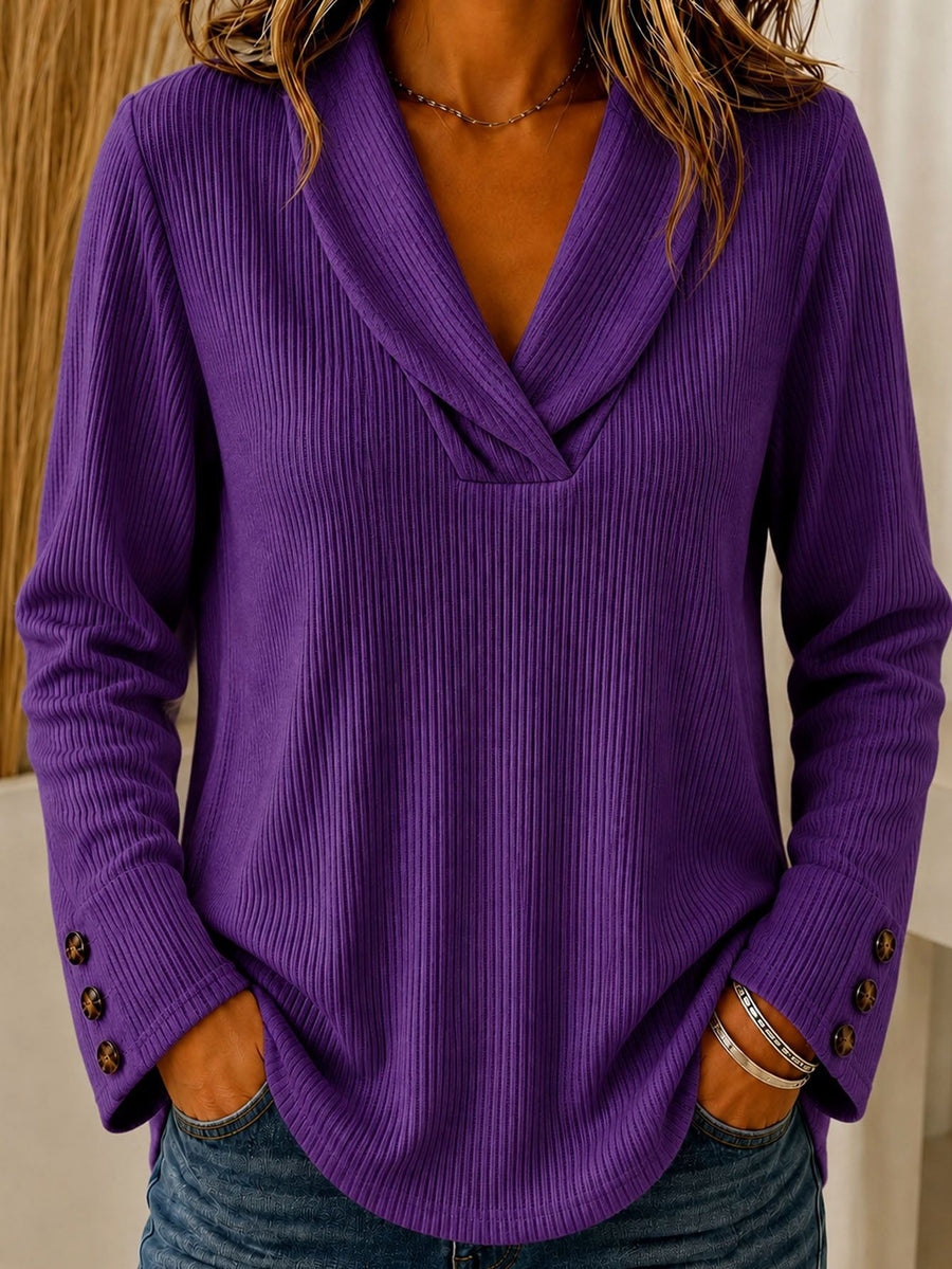 Fashionable Women's Solid-color Crew-neck Casual Sweater
