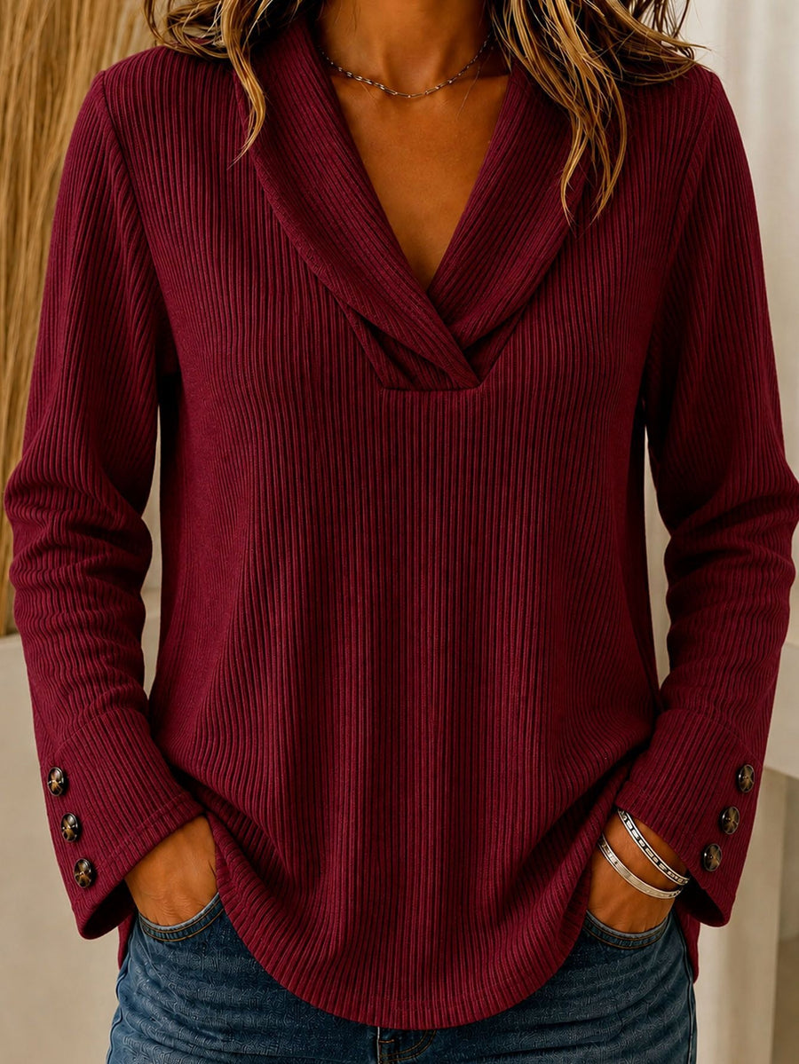 Fashionable Women's Solid-color Crew-neck Casual Sweater