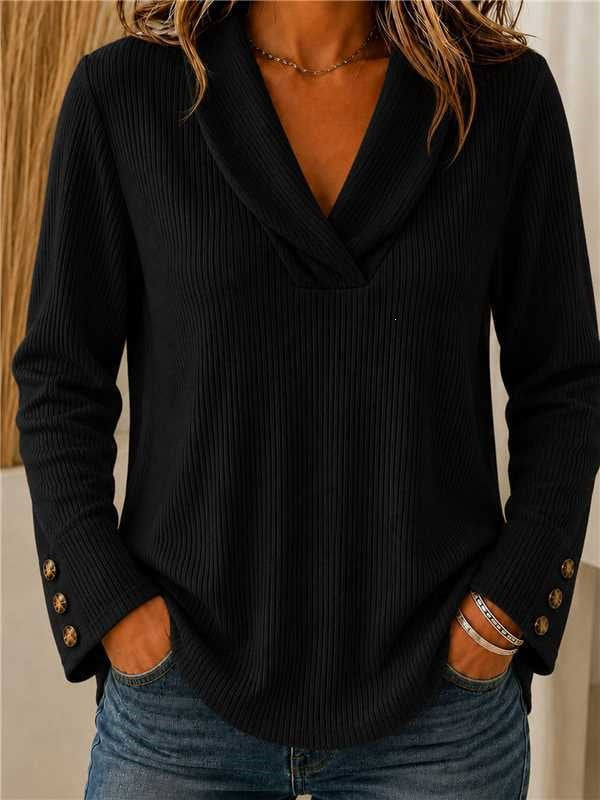Fashionable Women's Solid-color Crew-neck Casual Sweater