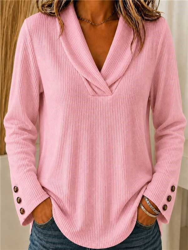 Fashionable Women's Solid-color Crew-neck Casual Sweater