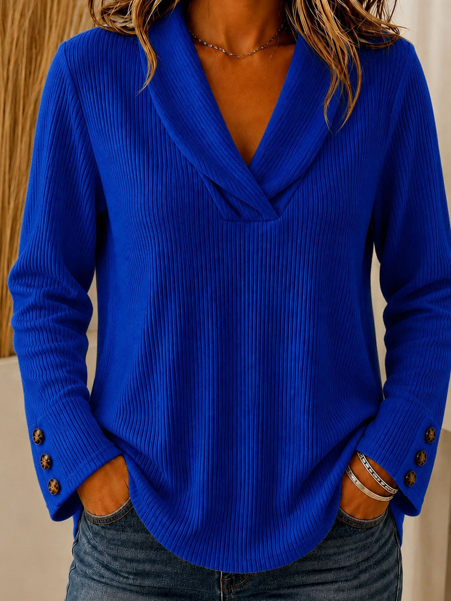Fashionable Women's Solid-color Crew-neck Casual Sweater