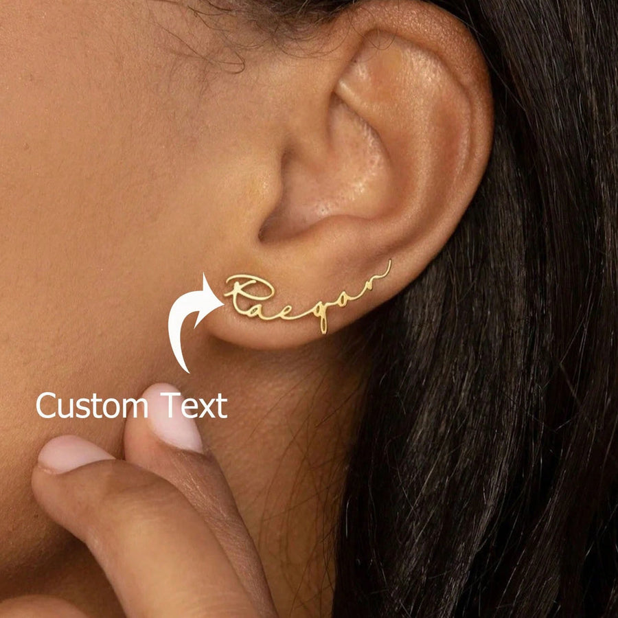 Customizable Name Hoop Earrings in Stainless Steel