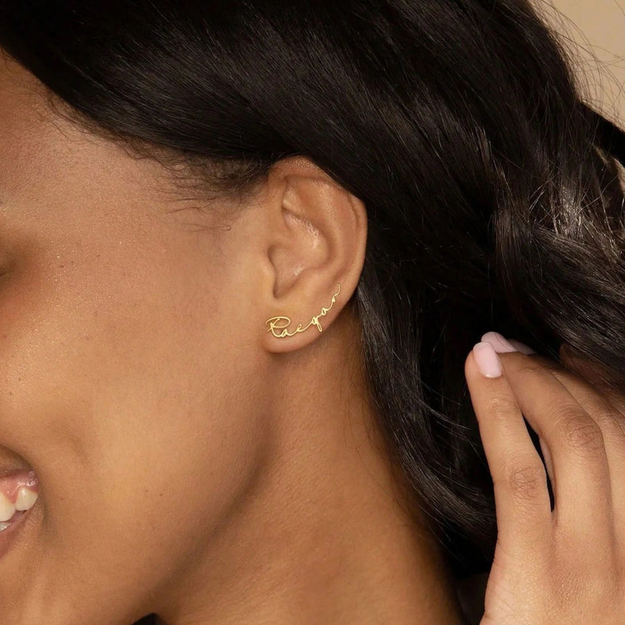 Customizable Name Hoop Earrings in Stainless Steel