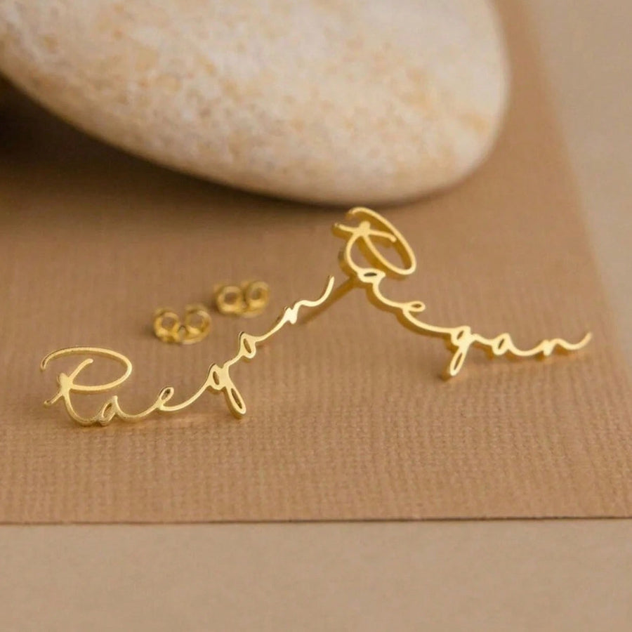 Customizable Name Hoop Earrings in Stainless Steel