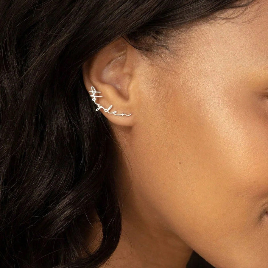 Customizable Name Hoop Earrings in Stainless Steel