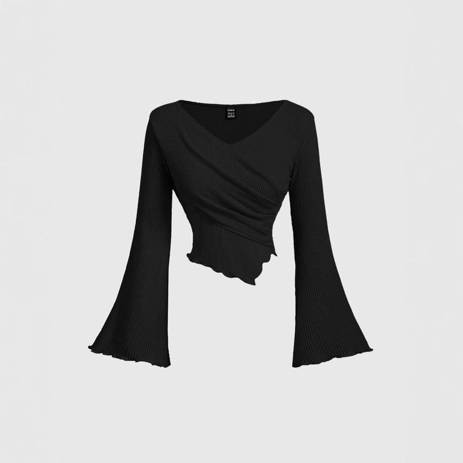 Womens Irregular One-Shoulder Cashmere T-Shirt