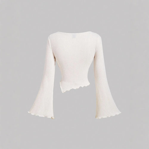 Womens Irregular One-Shoulder Cashmere T-Shirt