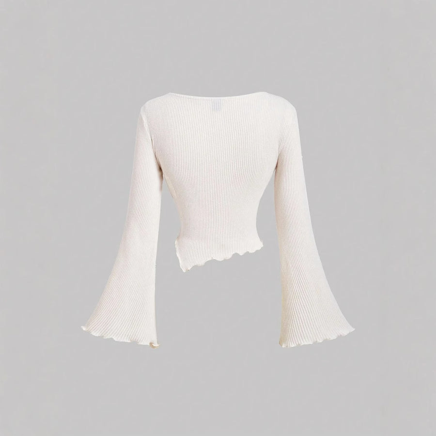 Womens Irregular One-Shoulder Cashmere T-Shirt
