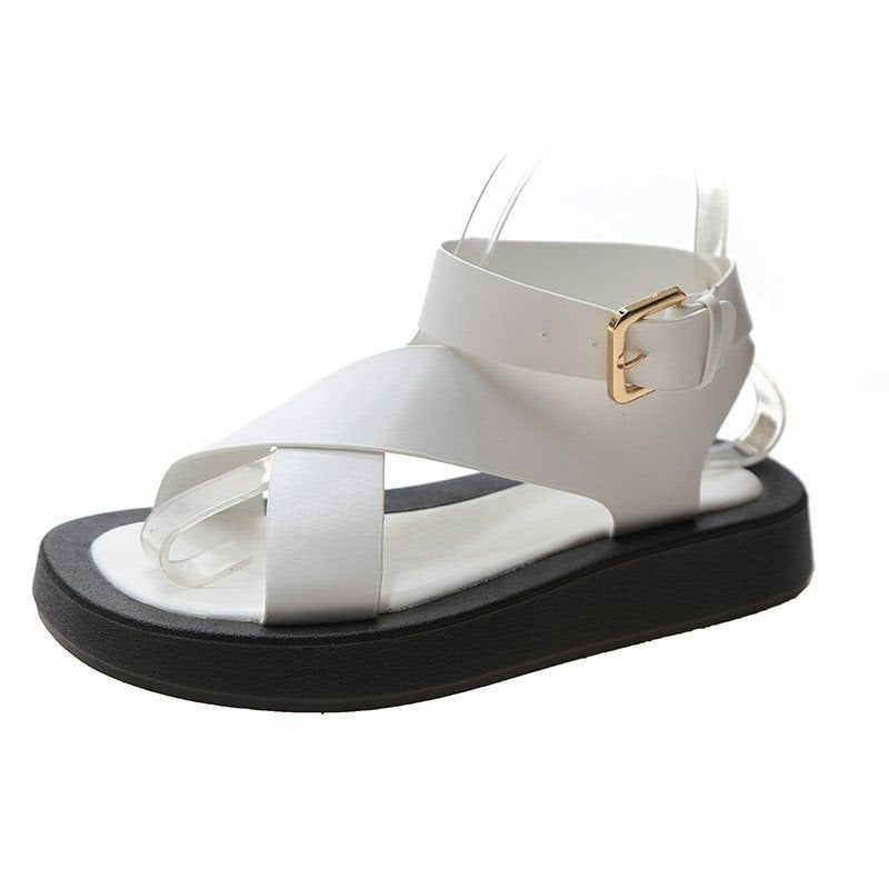 Stylish Platform Mule Sandals with Cross-strap & Ankle Buckle