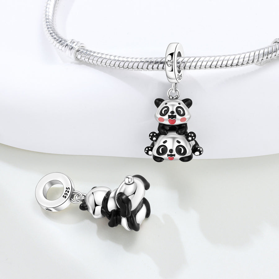 Cute Bamboo Panda DIY Copper Bead Pendant Necklace