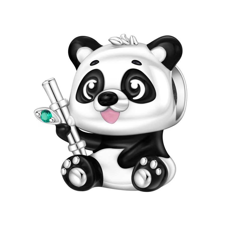 Cute Bamboo Panda DIY Copper Bead Pendant Necklace