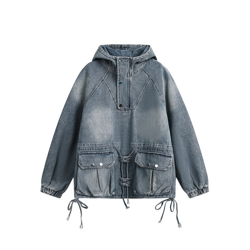 Vintage Washed Denim Jacket for Women's Casual Style