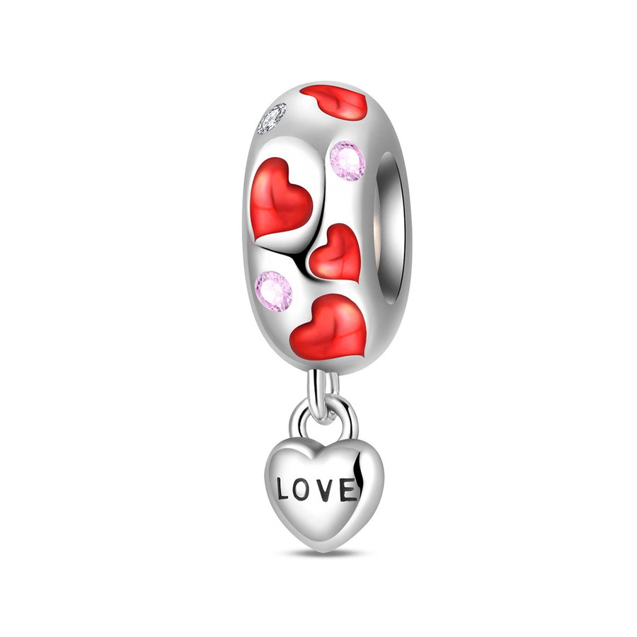 DIY Bracelet with Heart-Shaped Rose Beads and Pendant Accessories