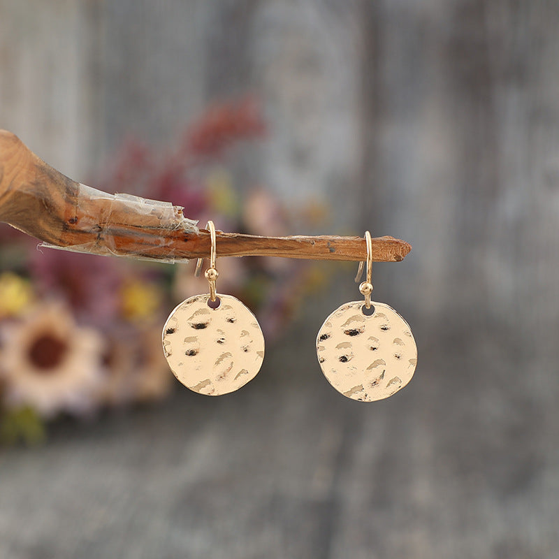 Simple Golden Small Disc Alloy Hoop Earrings for Everyday Wear
