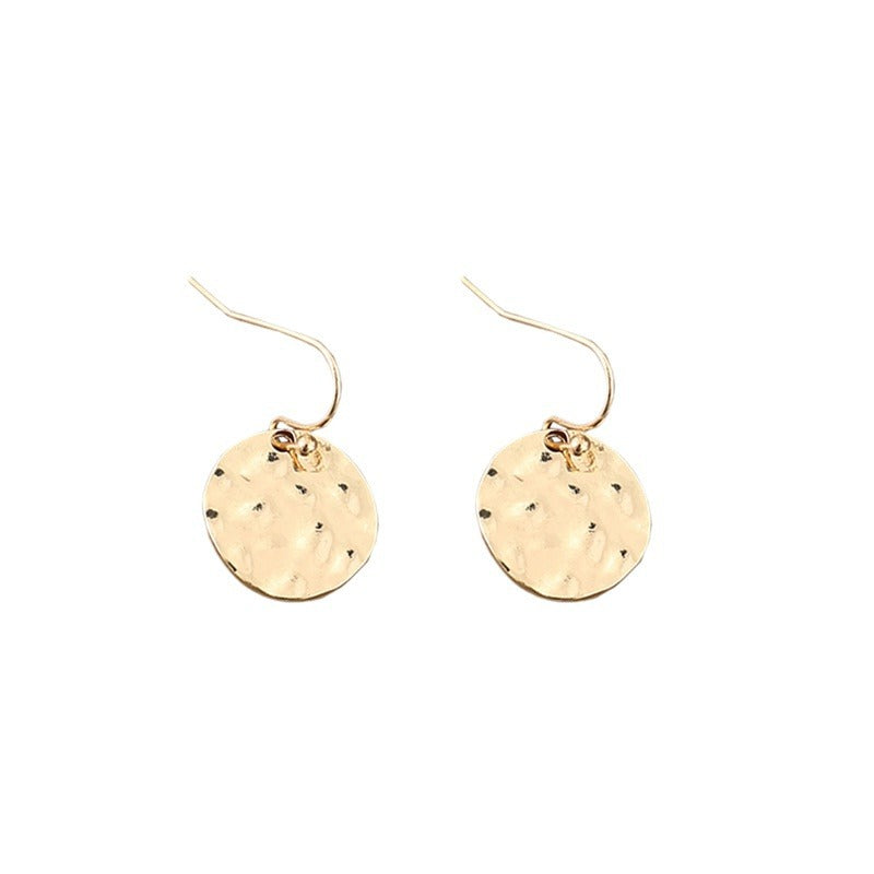 Simple Golden Small Disc Alloy Hoop Earrings for Everyday Wear