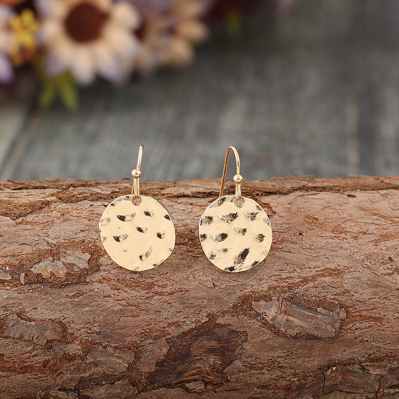 Simple Golden Small Disc Alloy Hoop Earrings for Everyday Wear