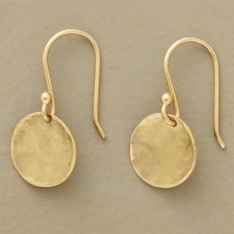 Simple Golden Small Disc Alloy Hoop Earrings for Everyday Wear