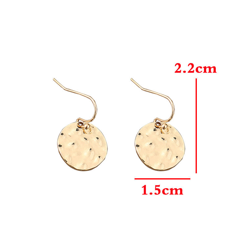Simple Golden Small Disc Alloy Hoop Earrings for Everyday Wear