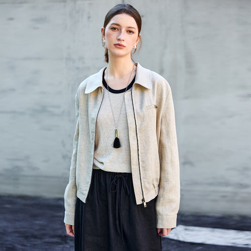 Old-money-style Linen Short Jacket for Women - Spring Casual