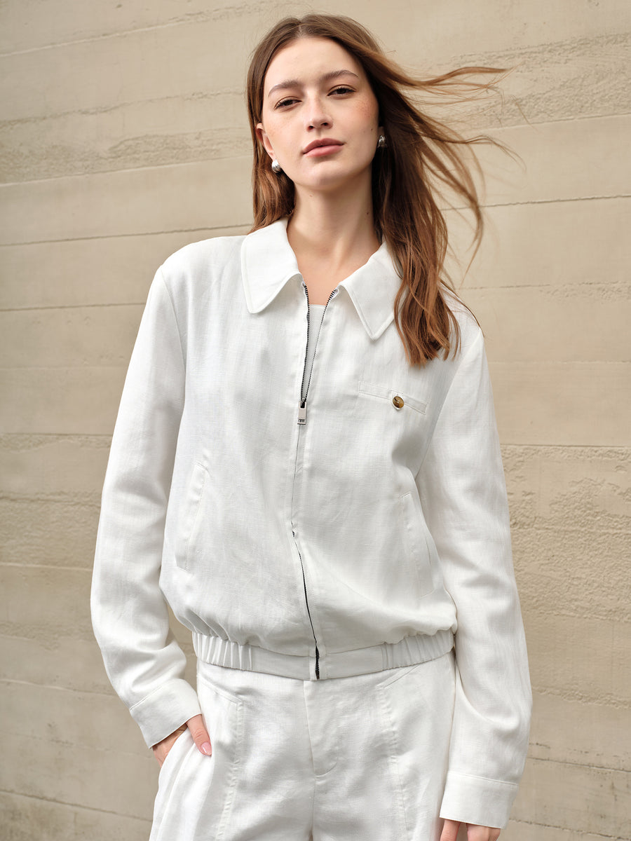 Old-money-style Linen Short Jacket for Women - Spring Casual