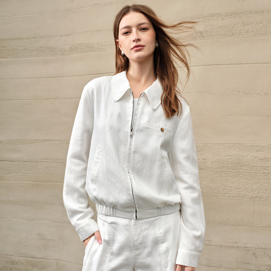 Old-money-style Linen Short Jacket for Women - Spring Casual