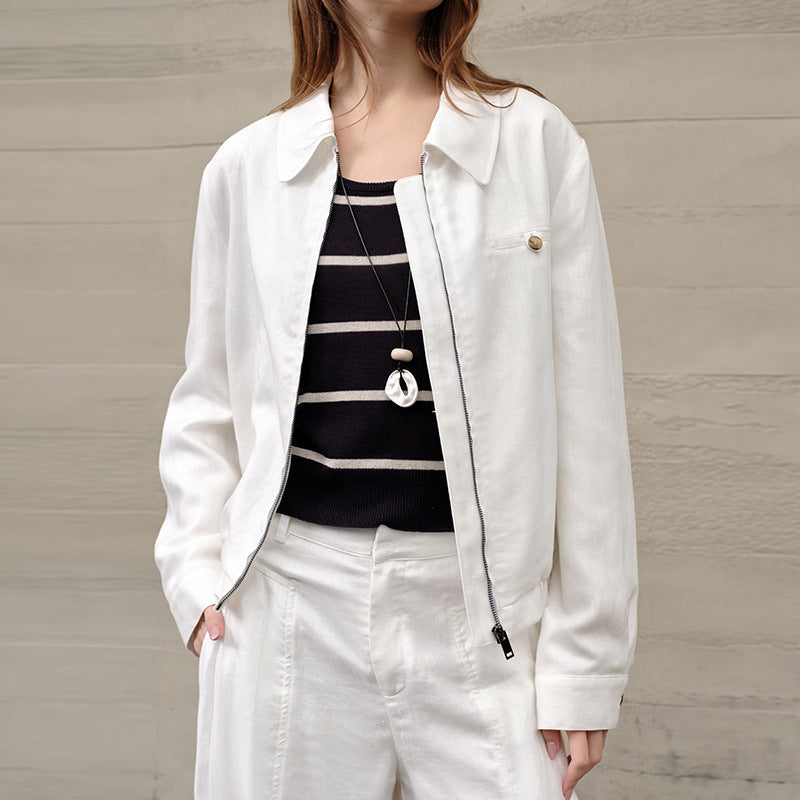 Old-money-style Linen Short Jacket for Women - Spring Casual