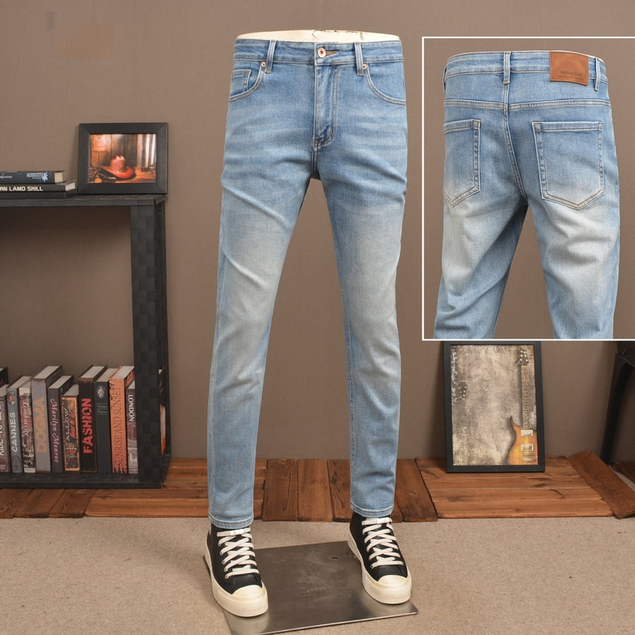 Retro-style Light-blue Denim Jeans for Men