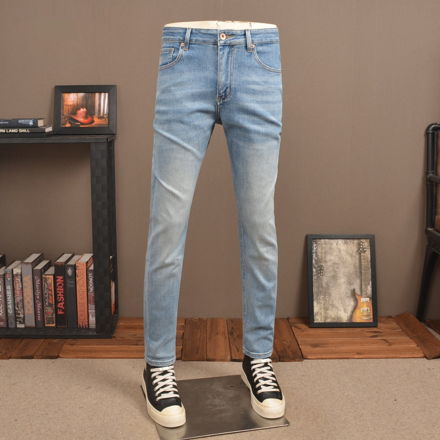 Retro-style Light-blue Denim Jeans for Men
