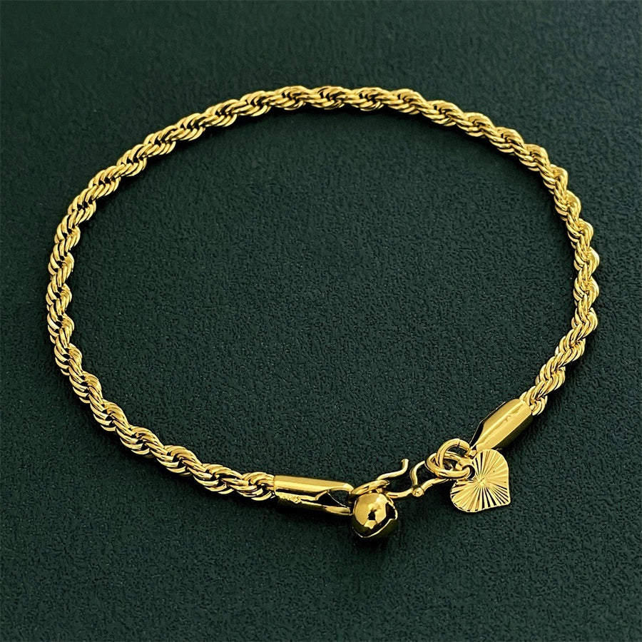 Womens 24K Gold Plated 3mm Twisted Tennis Bracelet