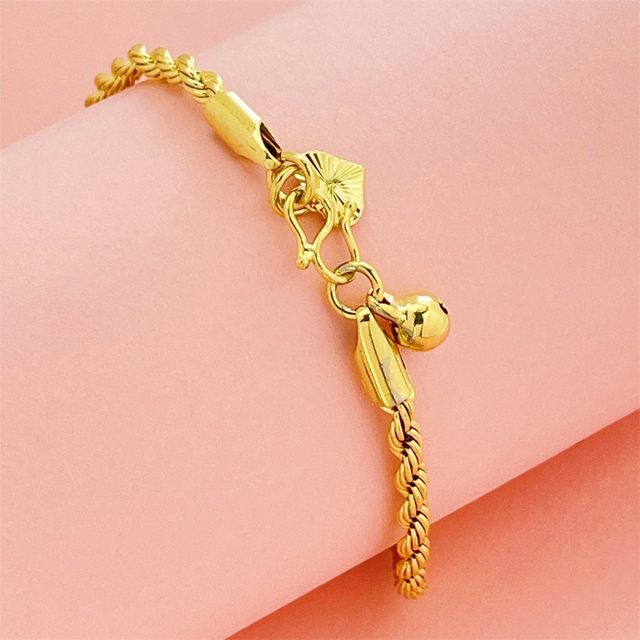 Womens 24K Gold Plated 3mm Twisted Tennis Bracelet