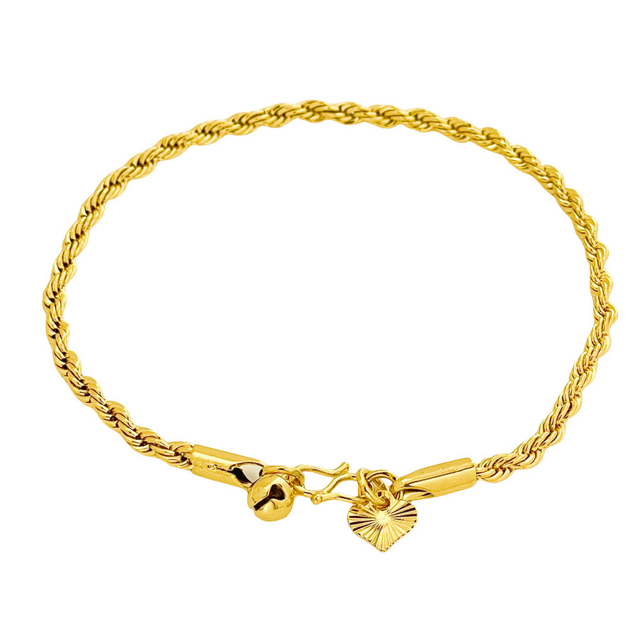 Womens 24K Gold Plated 3mm Twisted Tennis Bracelet