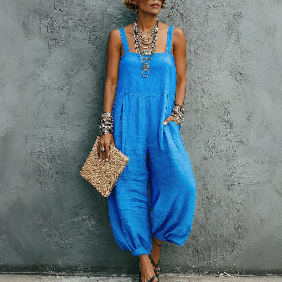 Loose-fit Strap Jumpsuit for Women - Casual Wide-leg Pants