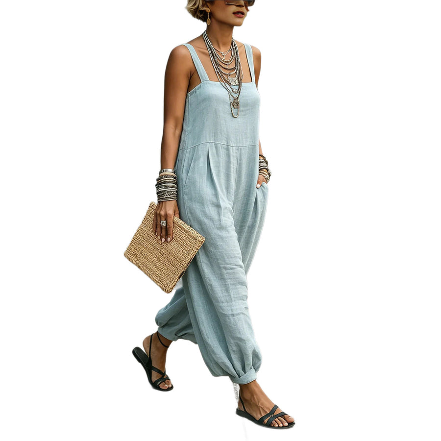 Loose-fit Strap Jumpsuit for Women - Casual Wide-leg Pants