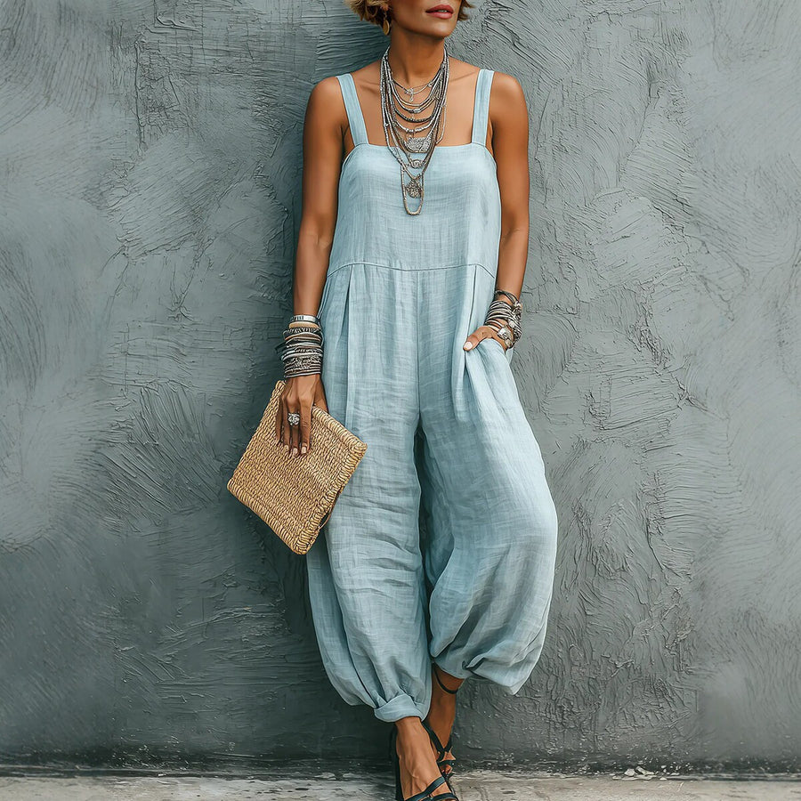Loose-fit Strap Jumpsuit for Women - Casual Wide-leg Pants