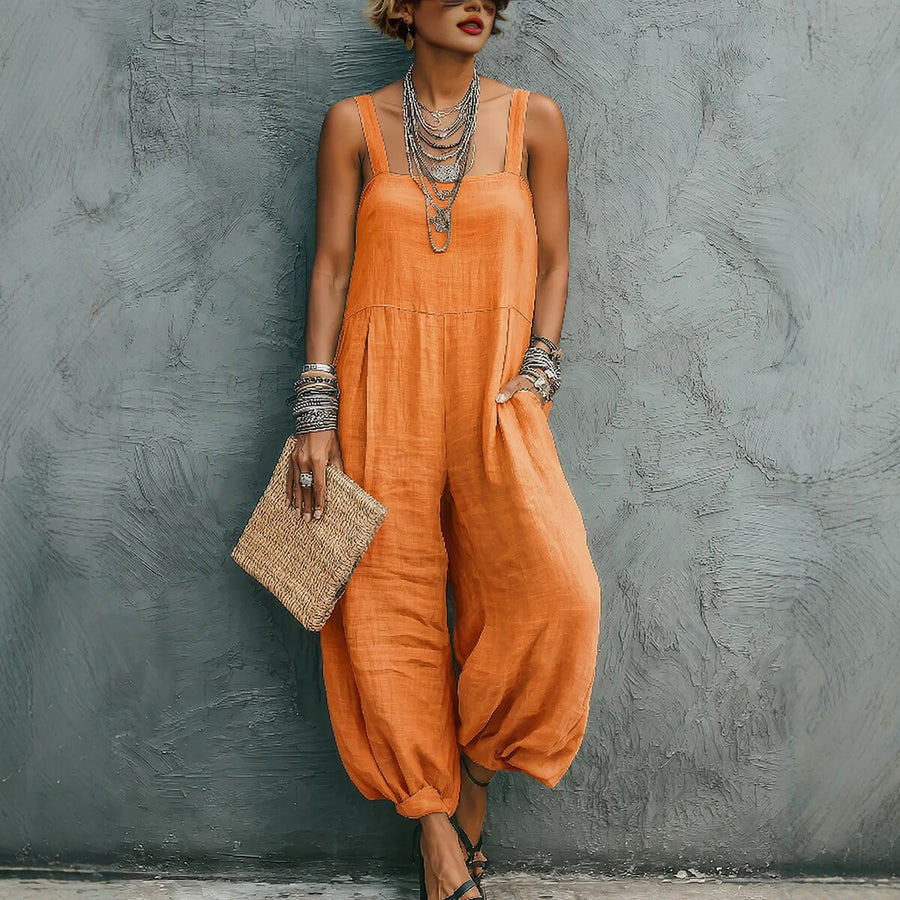 Loose-fit Strap Jumpsuit for Women - Casual Wide-leg Pants