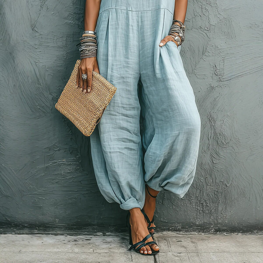 Loose-fit Strap Jumpsuit for Women - Casual Wide-leg Pants