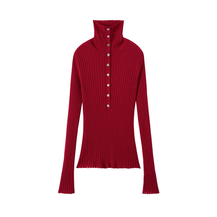 Ribbed Base-layer Sweater Chunky Turtleneck Knit Set