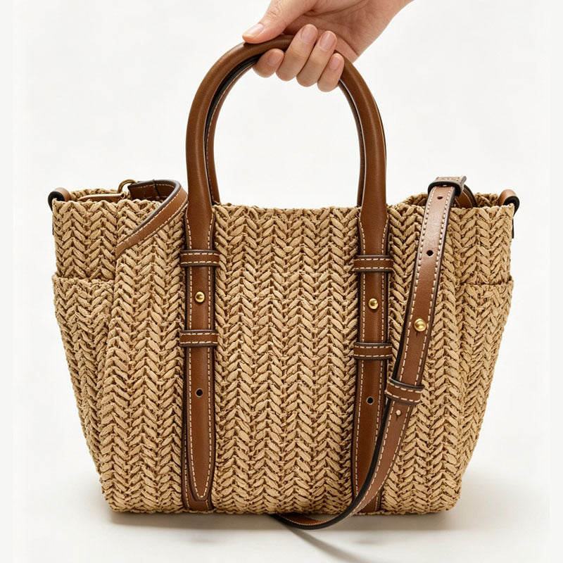 Stylish Straw Woven Hand-held Shoulder Crossbody Bag