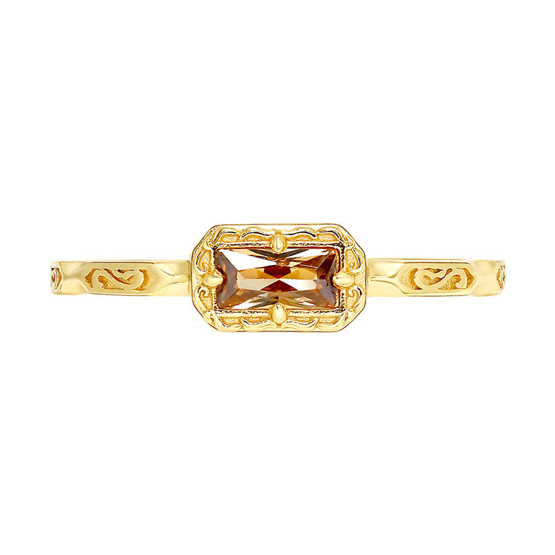 Simple and Versatile Coffee-colored Zircon Statement Ring