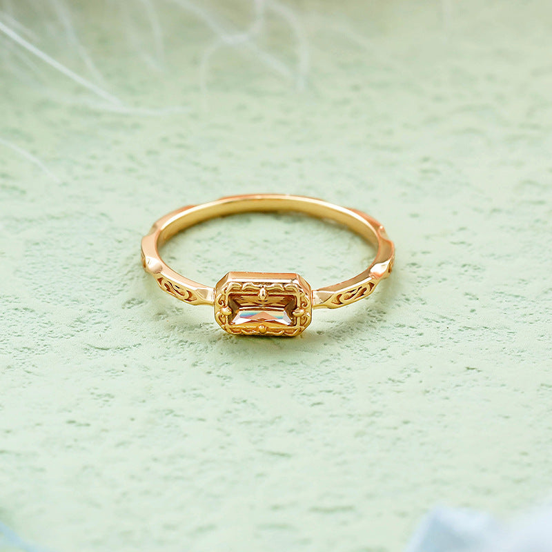 Simple and Versatile Coffee-colored Zircon Statement Ring