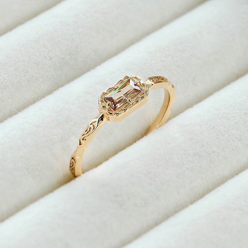 Simple and Versatile Coffee-colored Zircon Statement Ring