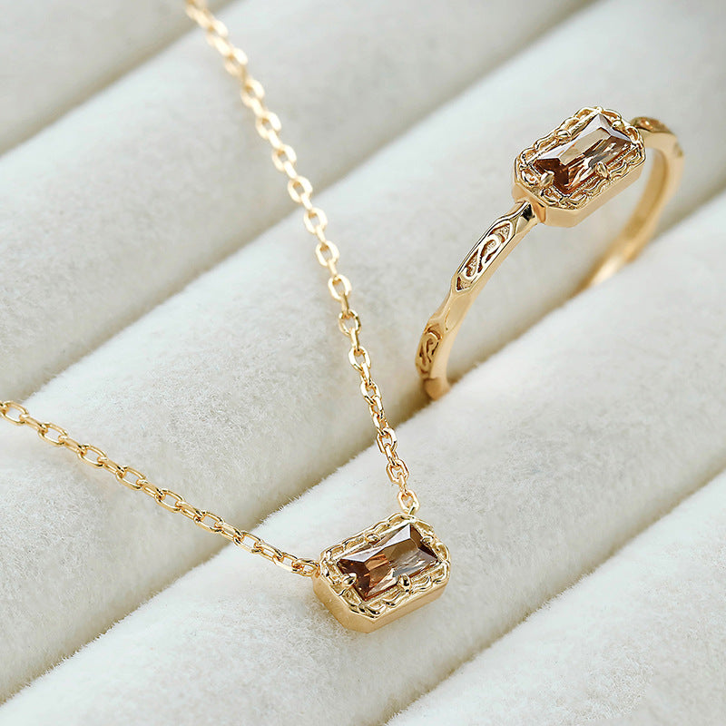 Simple and Versatile Coffee-colored Zircon Statement Ring
