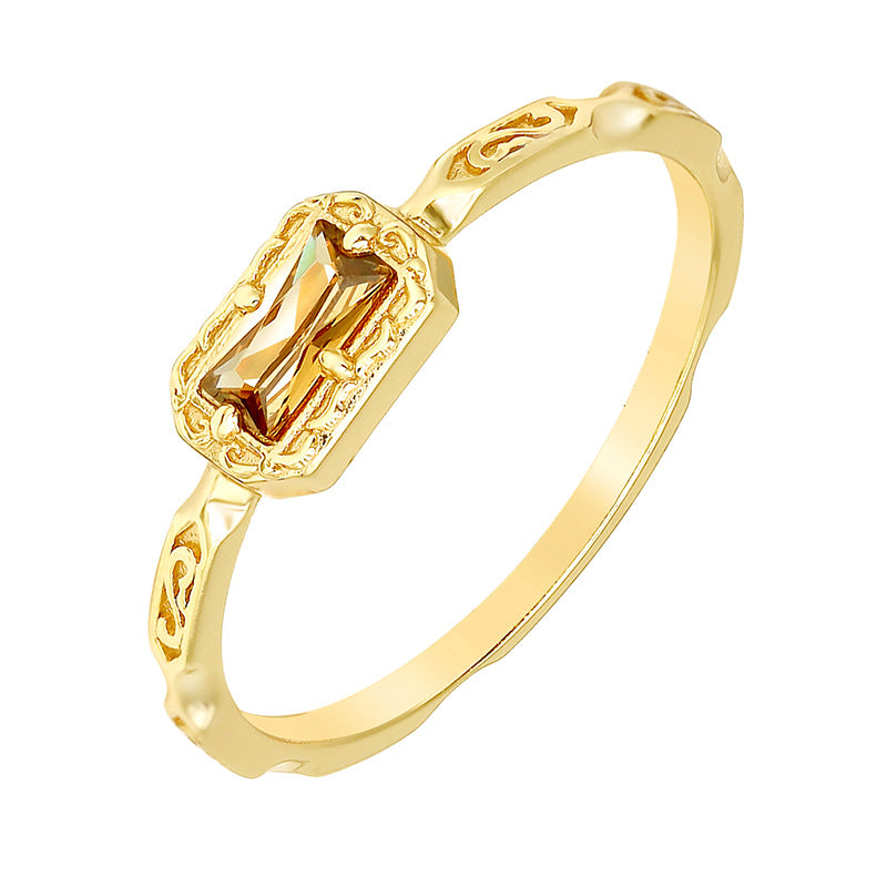 Simple and Versatile Coffee-colored Zircon Statement Ring