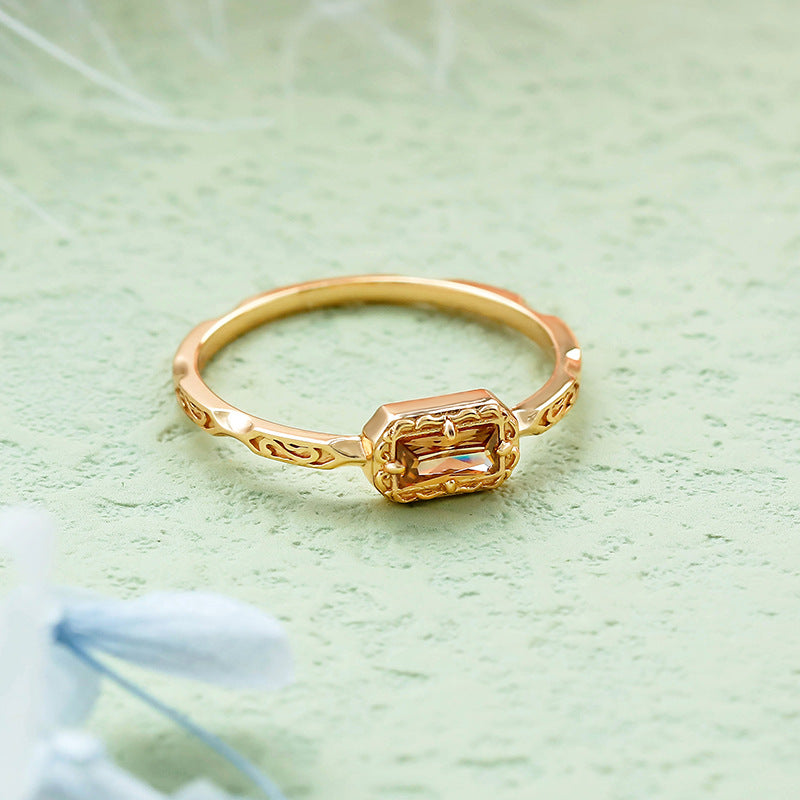 Simple and Versatile Coffee-colored Zircon Statement Ring