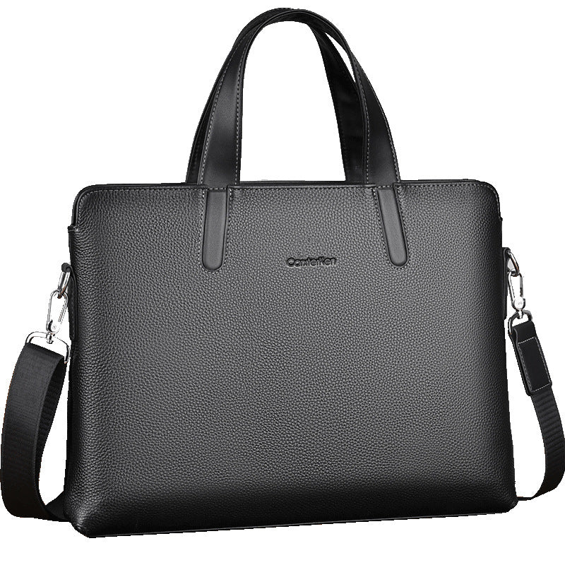 Large-Capacity Crossbody Leather Briefcase for Professionals