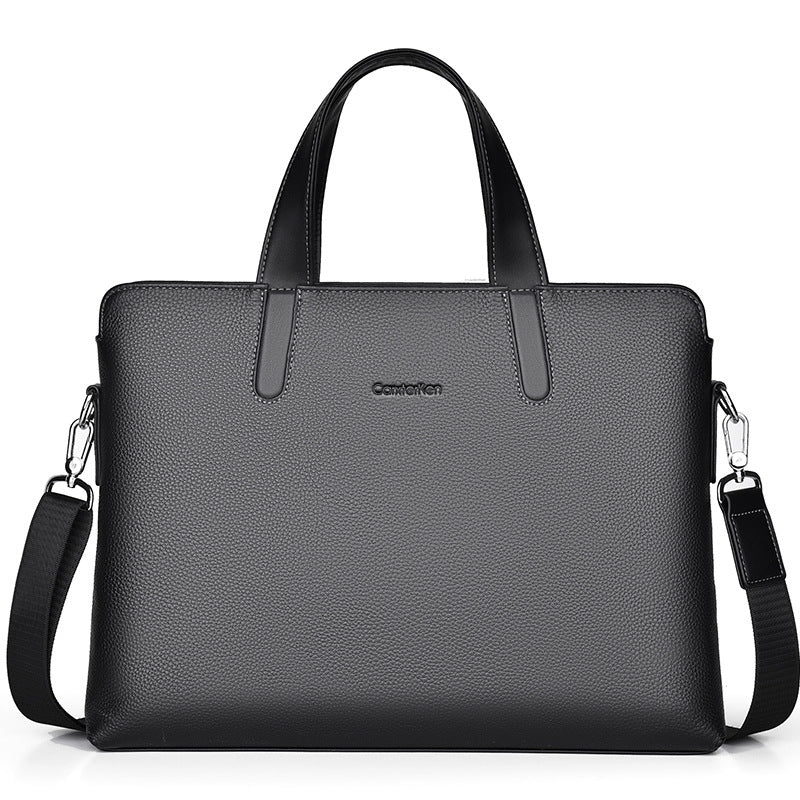 Large-Capacity Crossbody Leather Briefcase for Professionals